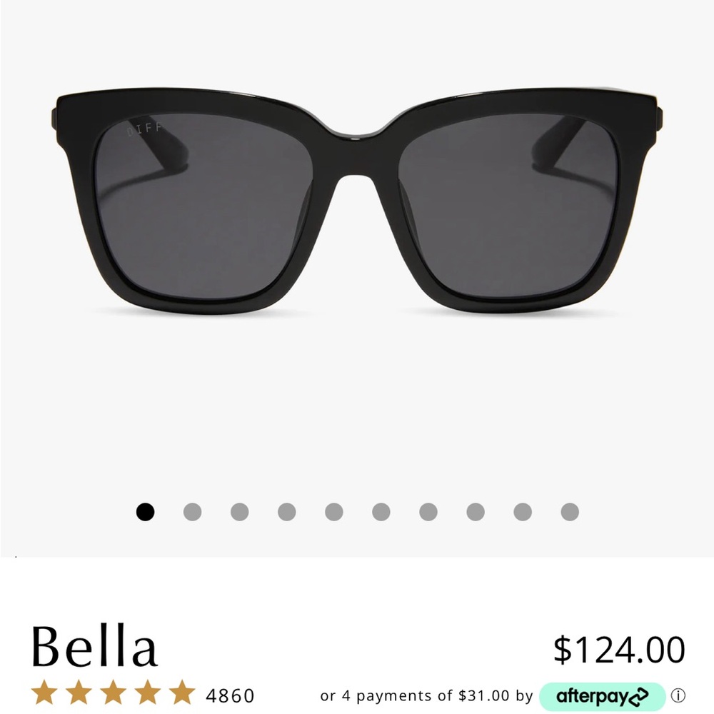NEW* DIFF EYEWEAR black grey polarized sunglasses (Bella frames) with case